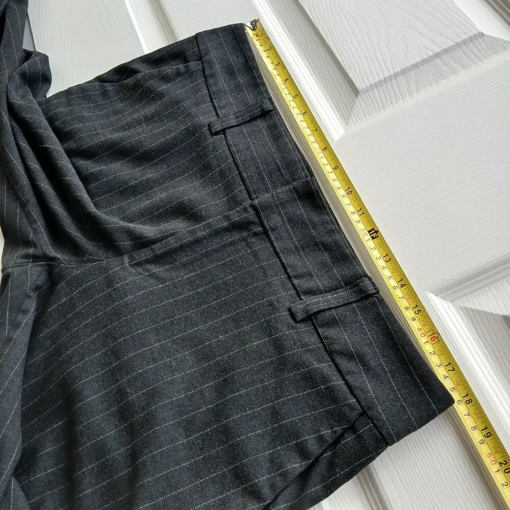 Karen Kane Black Pinstripe Slacks 14 self hemmed 27" inseam short warm comfy - Picture 5 of 13